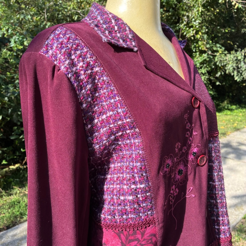 Vtg Notations Jacket Women Large Patchwork Embroi… - image 5